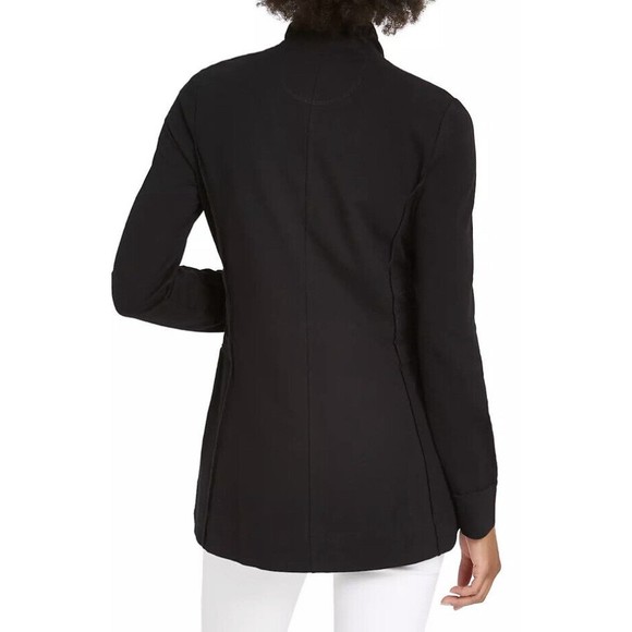 NIC+ZOE Womens Perfect Knit Ruched Jacket Size XS Black Ruffle Zip Up - Picture 3 of 13